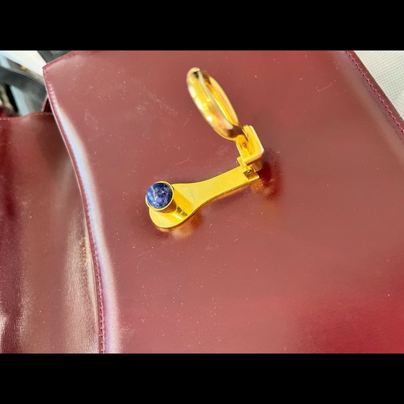 GUCCI VTG 70's Tigers Eye Locket Flap Handbag Tote - Picture 10 of 12